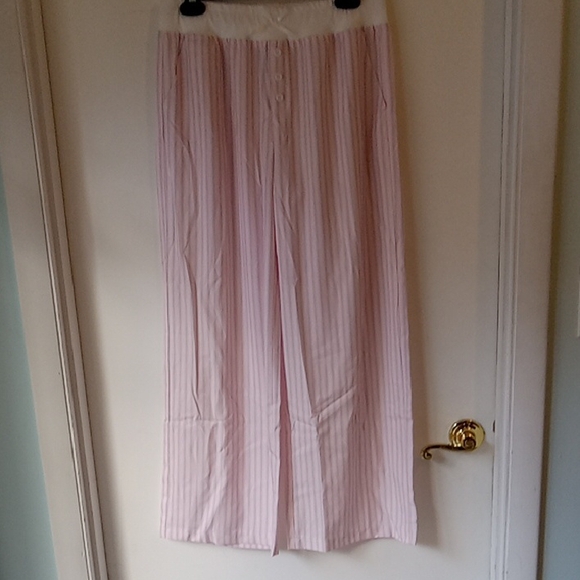Gorglitter Other - Pink Striped Wide-Leg Pajama Pants Satin Feel Size LP